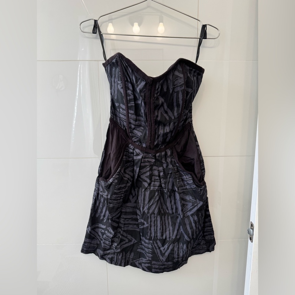 Ecote Black and Gray Strapless Dress